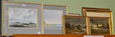 Lot 1151 - Pair of small oil on canvas landscapes by O Ricketson and a pair of David Bellamy watercolours (4)