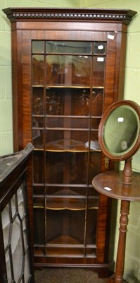 Lot 1204 - A glazed corner display cabinet and an oak corner cupboard (2)
