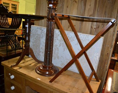 Lot 1212 - A mahogany tripod table and a butlers tray stand