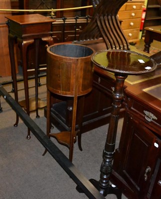 Lot 1214 - An Edwardian mahogany plant stand on tripod supports with undertier, together with two...
