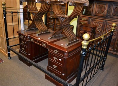 Lot 1215 - A Victorian style brass and black painted bed frame