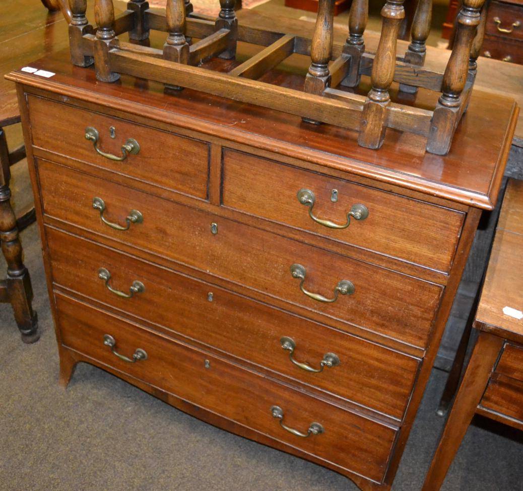 Lot 1248 - A George III style mahogany chest of drawers, three long drawers with two shorter drawers above