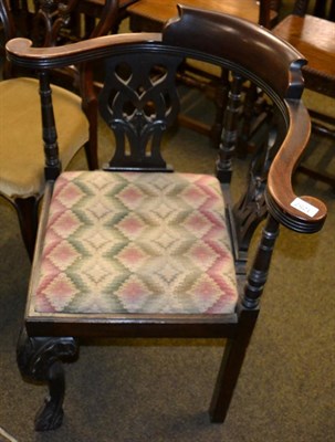 Lot 1257 - A 19th century mahogany corner chair