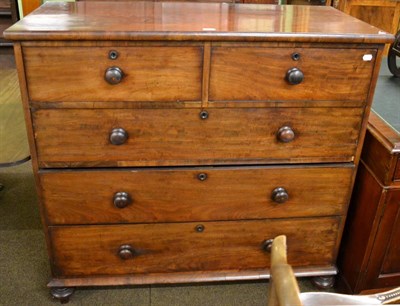 Lot 1266 - A Victorian mahogany chest of drawers comprising three long drawers and two shorter drawers above