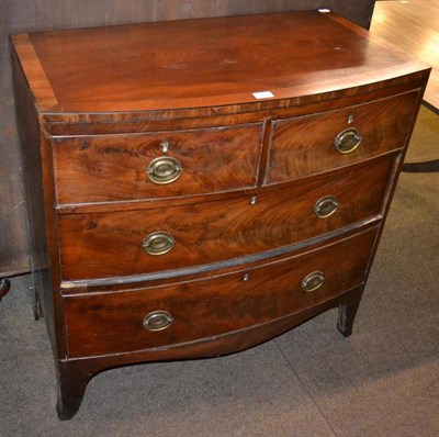 Lot 1268 - A 19th century mahogany bow fronted chest of drawers comprising two long drawers, with two...