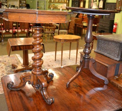Lot 1293 - A late Victorian oak and mahogany octagonal tilt-top occasional table, barley twist column,...