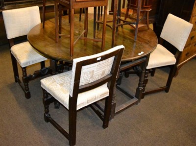 Lot 1300 - An 18th century gateleg table and four 17th century style chairs