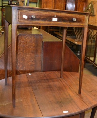 Lot 1306 - A late 19th century mahogany inlaid side table with single drawer
