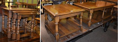 Lot 1316 - A nest of tables, a square shaped coffee table and a rectangular form coffee table (3)