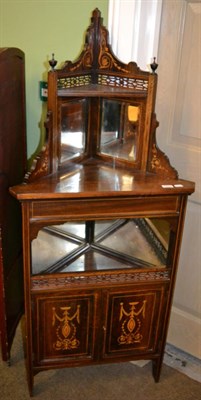 Lot 1317 - A Victorian rosewood and inlaid mirror backed corner cupboard