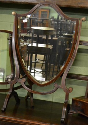 Lot 1327 - A 19th century mahogany inlaid shield form table mirror