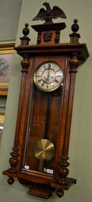 Lot 1336 - A walnut Vienna type double weight driven wall clock, dial stamped 'GB' for Gustav Becker
