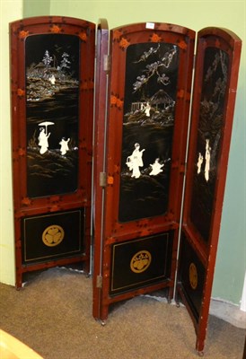 Lot 1348 - An early 20th century Japanese four-fold screen, ivory inlay, acquired pre WWII by family member
