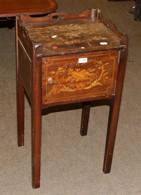 Lot 1349 - A George III mahogany pot cupboard, with later inlaid marquetry