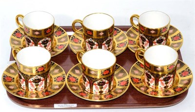 Lot 2 - A Royal Crown Derby Imari coffee set comprising six coffee cans and saucers