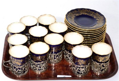 Lot 3 - A set of twelve silver mounted Coalport coffee cans and saucers