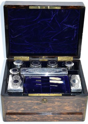 Lot 8 - A 19th century brass inlaid coromandel travelling vanity box
