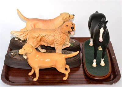 Lot 12 - Beswick Connoisseur models 'The Retrieve' and 'Welsh Cob Stallion', Beswick Labrador and a...