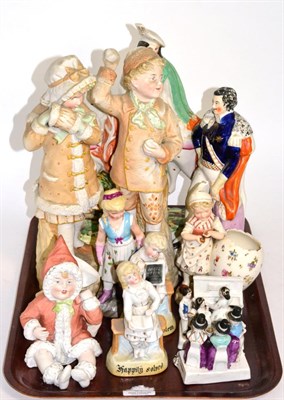 Lot 37 - A collection of figures, including a Staffordshire Prince Albert and a Scotsman on a horse;...