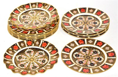 Lot 39 - A set of six Royal Crown Derby Imari plates, 23cm in diameter; five side plates, 21.5cm in diameter