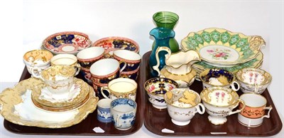Lot 42 - A set of six early 19th century Spode 'Dollar' pattern cups and saucers, a 19th century hand...