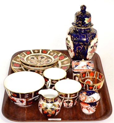 Lot 43 - A pair of Royal Crown Derby Imari palette plates; together with two cups and saucers and a 19th...