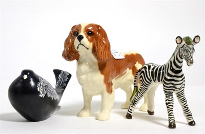 Lot 111 - A Beswick pottery bird model by Colin Melbourne, together with a Beswick pottery spaniel and a...