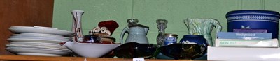 Lot 123 - Assorted ceramics and glasswares including Burleigh ware jug, Shelley famille rose plate,...