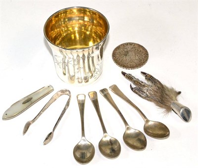 Lot 165 - A silver cup and an assorted bag of silver etc