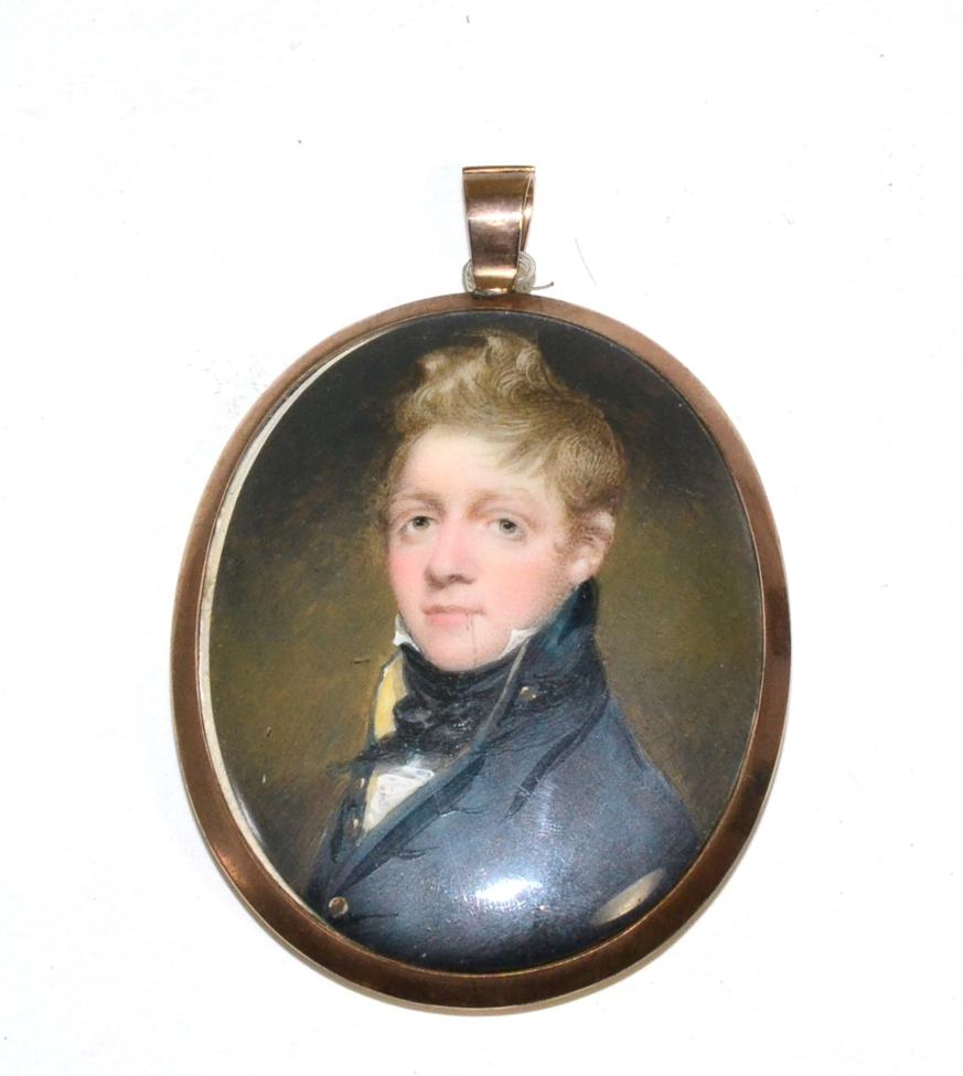 Lot 166 - Manner of John Commerford (Irish, 1770-1832), a miniature bust portrait of a midshipman,...