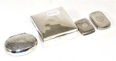 Lot 173 - Two silver snuff boxes, a silver vesta case and a silver cigarette box