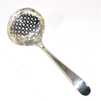 Lot 175 - A silver sifting spoon by Benjamin Laver, London 1785
