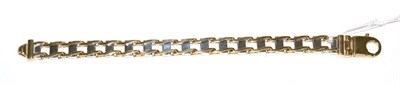 Lot 185 - A 9 carat two colour gold fancy link bracelet, length 19.5cm