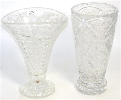 Lot 265 - A large Stuart crystal flower vase and another, Webb example (2)