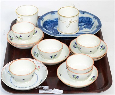 Lot 269 - A small group of ceramics including two Victorian mugs, tea bowls and saucers, circa 1800 etc