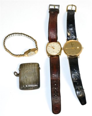 Lot 277 - A gents 9ct gold cased Rotary wristwatch, another gents 9ct gold wristwatch, the dial signed...