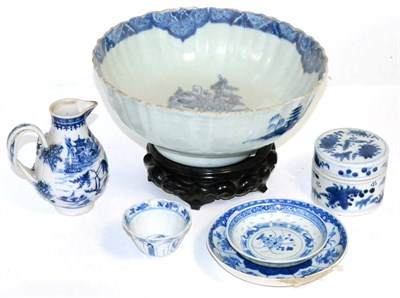 Lot 288 - A group of 18th century and later Chinese blue and white ceramics including sparrow beak jug etc