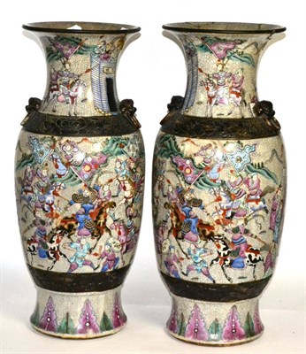 Lot 297 - A pair of Chinese crackle glaze vases