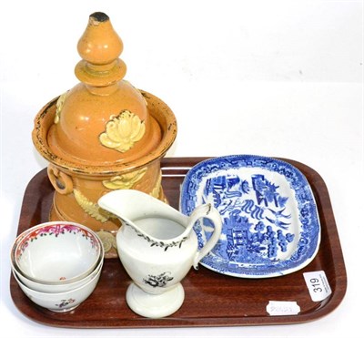 Lot 319 - A small group of 18th and 19th century ceramics including a Keeling & Co cream jug, a Staffordshire