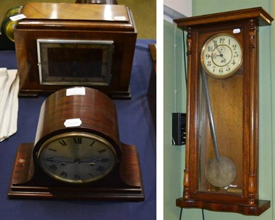 Lot 325 - A Vienna type wall timepiece, a striking mantel clock and an Art Deco chiming mantel clock