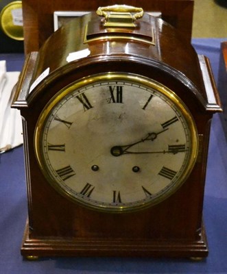 Lot 329 - A mahogany veneered quarter striking table clock, ting tang striking two gongs&nbsp