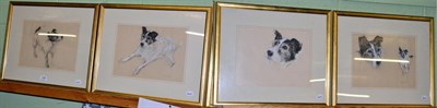 Lot 1006 - Jonathan Trowell (1938-2013), a set of four studies of a Jack Russell terrier, pastel and charcoal