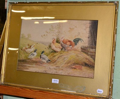 Lot 1015 - A watercolour of ducks and hens, signed