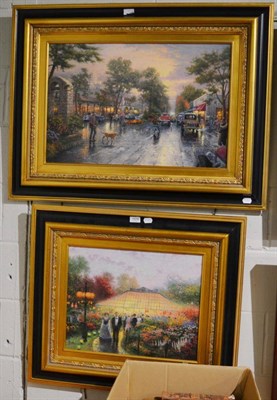 Lot 1029 - After Thomas Kinkade (American 1958-2012), limited edition canvas prints with hand embellished...