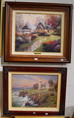 Lot 1030 - After Thomas Kinkade (American 1958-2012), limited edition canvas prints with hand embellished...