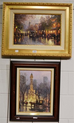 Lot 1032 - After Thomas Kinkade (American 1958-2012), limited edition canvas prints with hand embellished...