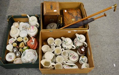 Lot 1058 - Oak smokers cabinet; 19th century walnut writing slope, Villeroy & Boch tea/coffee set; Royal...