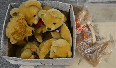 Lot 1079 - Four Merrythought articulated Teddy bears; and a Bransgore Bears Teddy bear; a Laura Ashley...