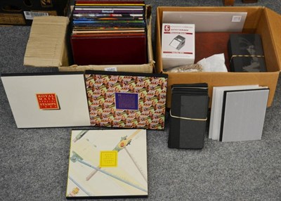 Lot 1082 - Two boxes including empty albums, and miscellaneous stamps, and a watermark detector