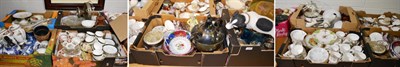 Lot 1095 - Twelve boxes of assorted ceramics, glass and silver plate including Royal Albert, Duchess,...